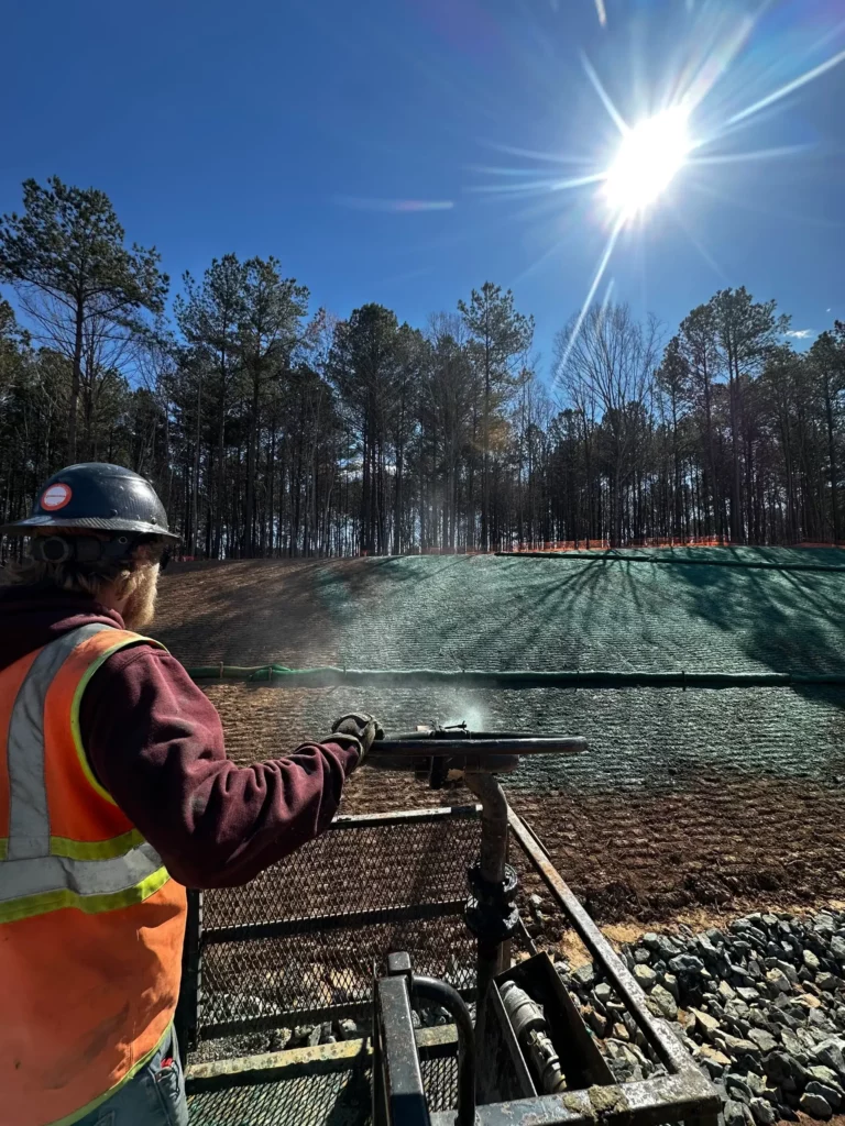 Spraying EcoMax - our hydraulic compost blanket